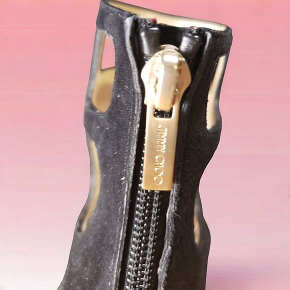 Jimmy Choo Black Parisian Baddie Suede Ren 35 Gladiator - Picture 9 of 13